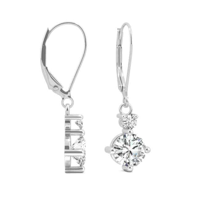 1.72 CTW Round Forever One Moissanite Duo Leverback Drop Earrings 