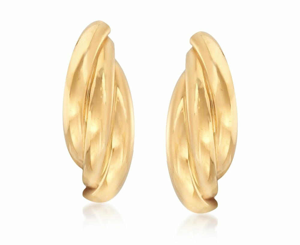 22K Ross Simon Yellow Gold Triple Curve Earrings