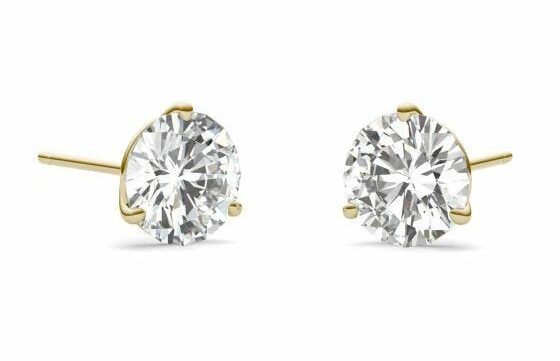 3.00 CTW Round Forever One Moissanite Three Prong Martini Solitaire Stud Earrings 