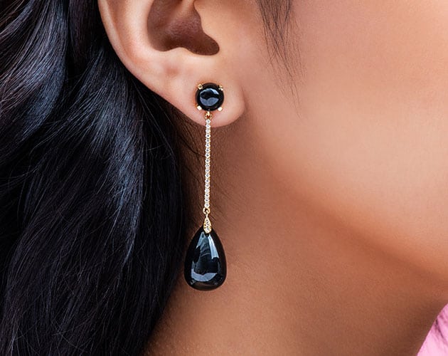 Onyx And Diamond Drop Earrings | James Allen