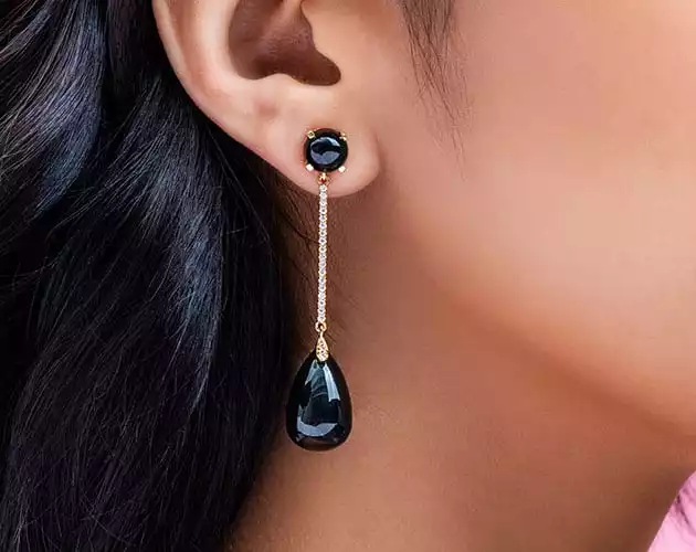 Onyx And Diamond Drop Earrings | James Allen