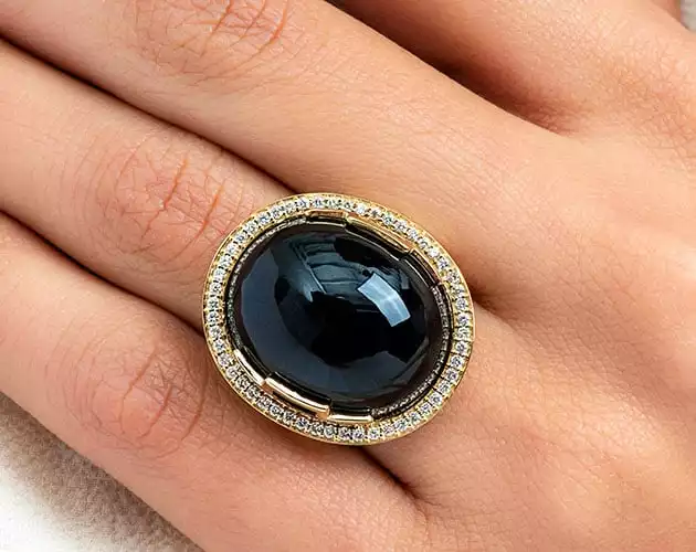 Onyx Oval Cabochon And Diamond Ring | James Allen