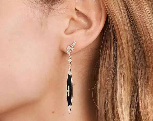 Art Deco Black Onyx And Diamond Drop Earrings | James Allen