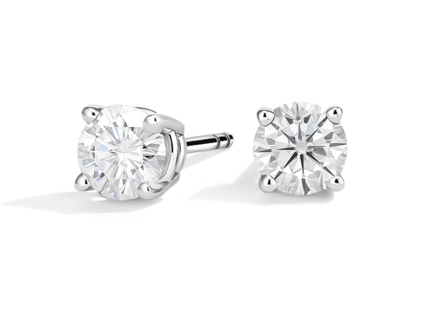 14K White Gold Moissanite Stud Earrings