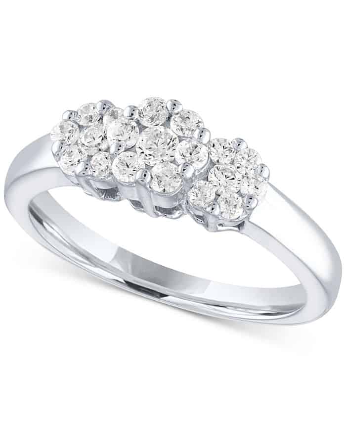 Forever Grown Diamonds Lab-Created Diamond Triple Cluster Statement Ring