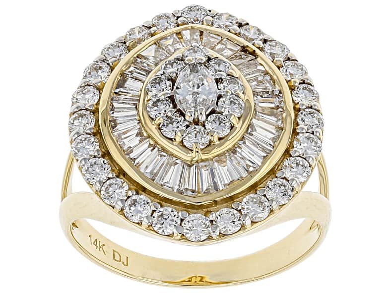 JTV White Lab-Grown Diamond 14k Yellow Gold Statement Ring 2.00ctw