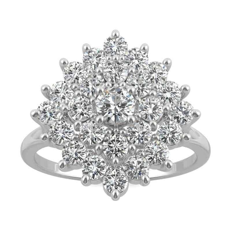 Moissanite by Charles & Colvard 14k White Gold Cluster Statement Ring 1.12 TGW