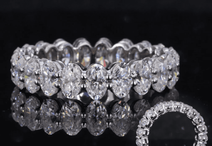 Moissanite Gems-Silver Oval Cut Moissanite Full Eternity Ring