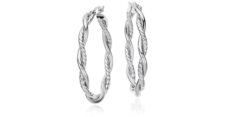 Blue Nile Intertwined Oval Hoop Sterling Silver Earrings 