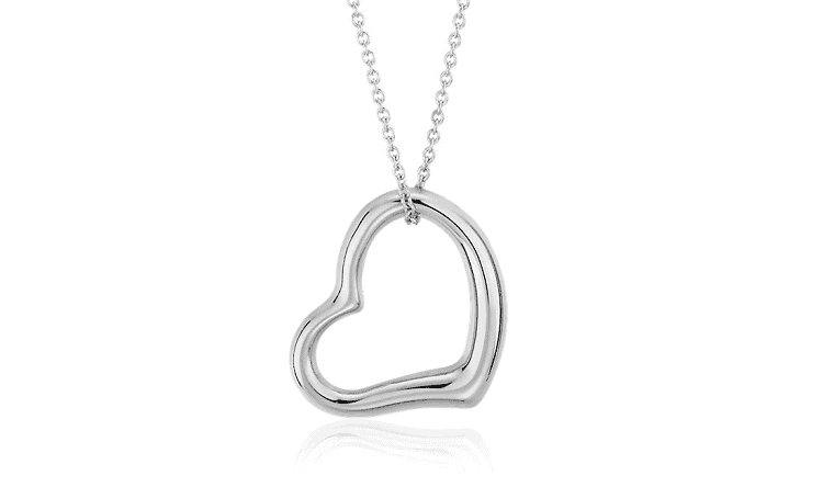 Open Heart Pendant in 14K White Gold