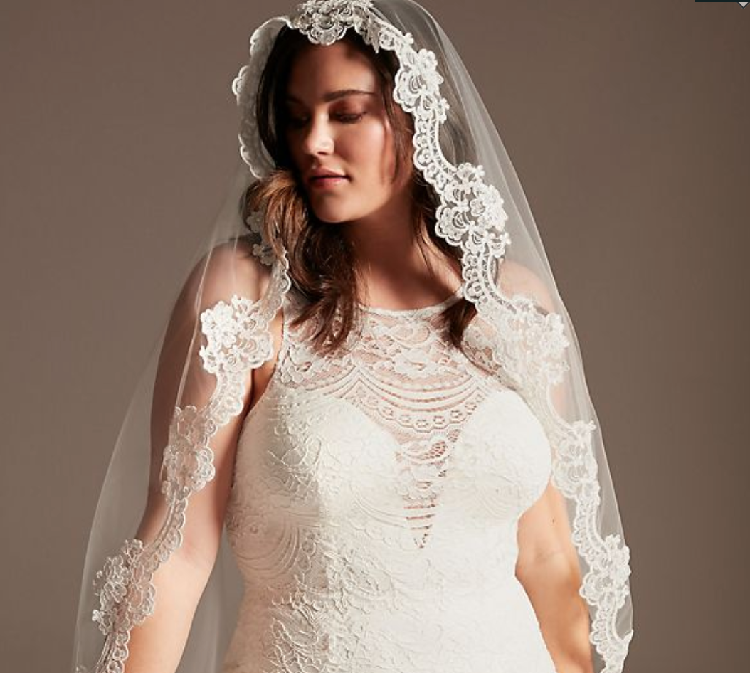 Floral Lace and Tulle Mantilla Cathedral Veil