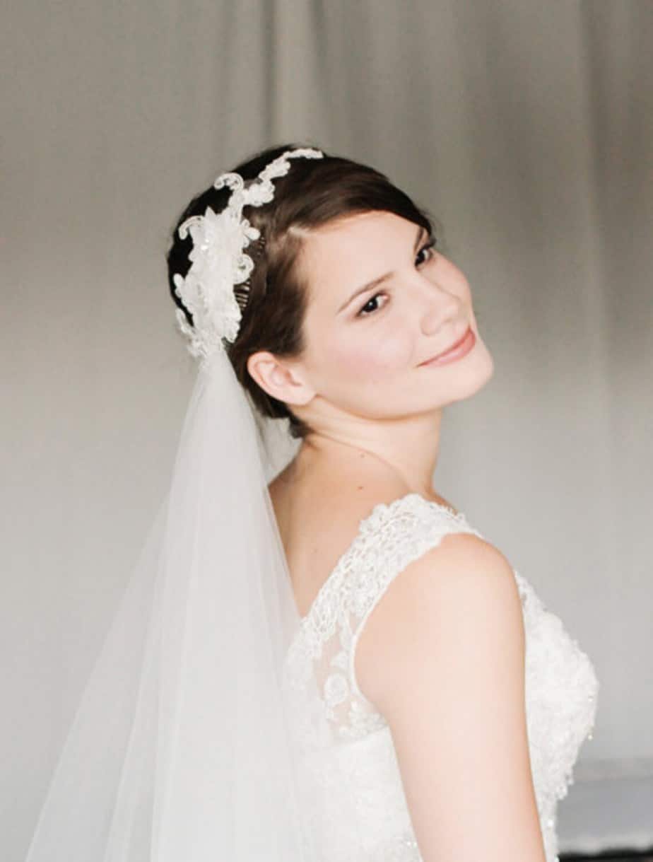 lace headband and fingertip veil from January Rose Boutique