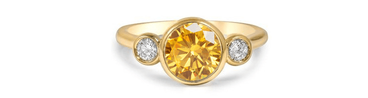 Langerman Diamonds Saffron Three-Stone Ring