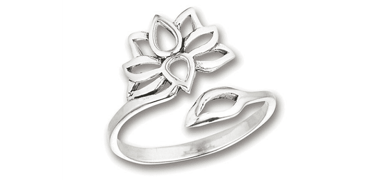 Open Adjustable Lotus Flower Thumb Ring