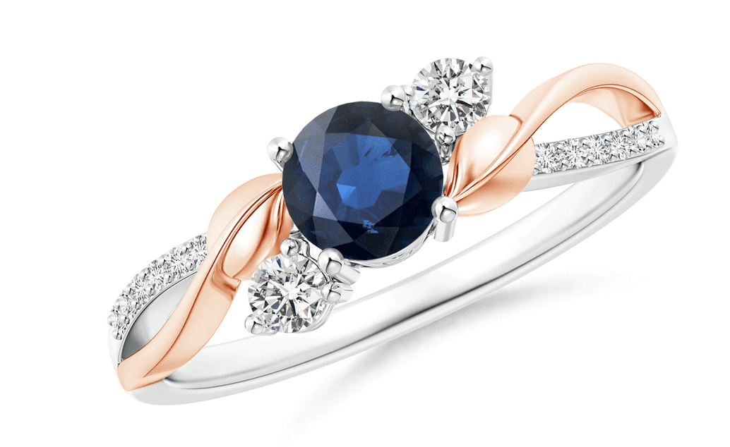 0.88 to 1.88 Carat Sapphire and Diamond Twisted Vine Ring 