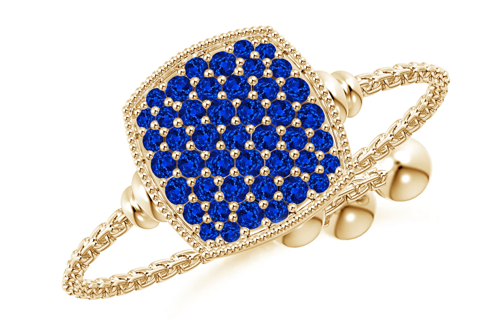 0.27 Carat Pave-Set Sapphire Cushion Bolo Ring