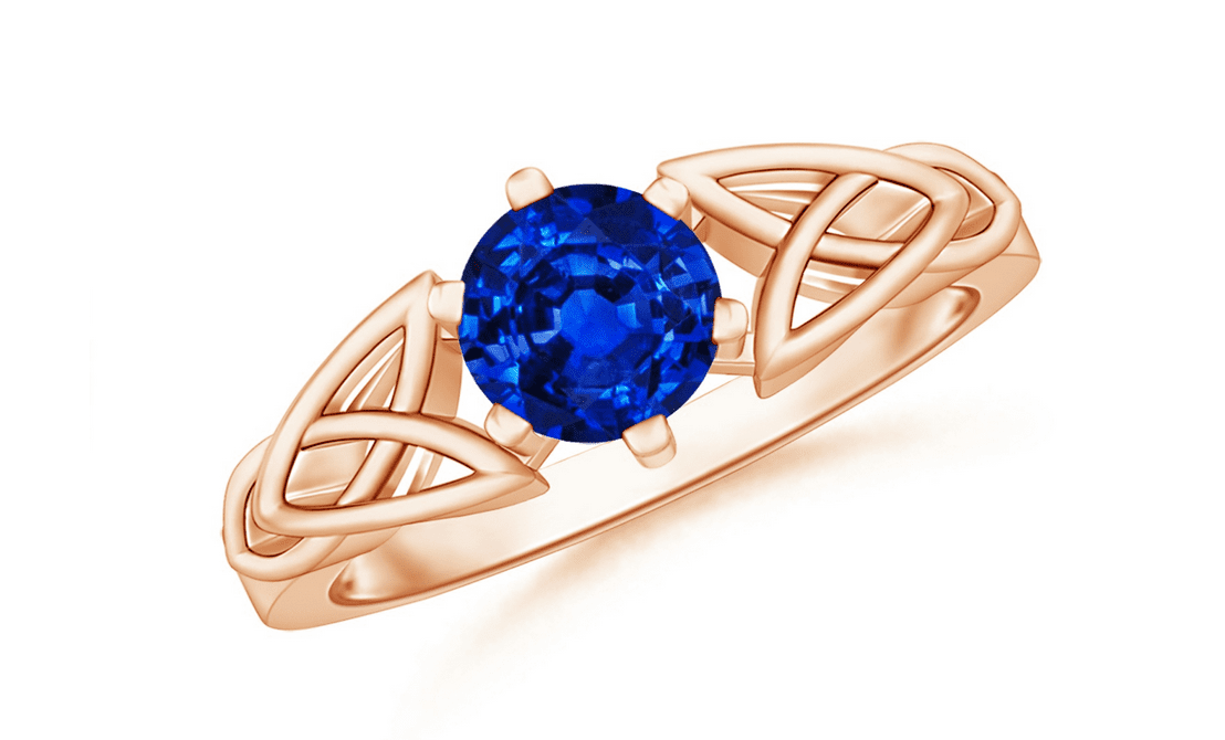 0.60 to 1 Carat Solitaire Round Sapphire Celtic Knot Ring