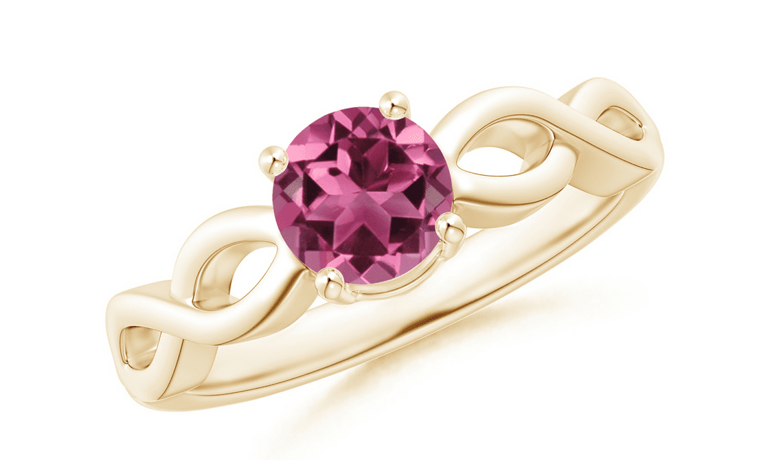 0.25 to 0.80 Carat Solitaire Pink Tourmaline Infinity Shank Ring