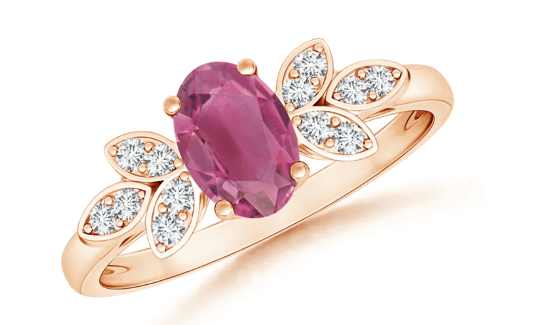 0.51 to 1.37 Carat Vintage Style Oval Pink Tourmaline Ring