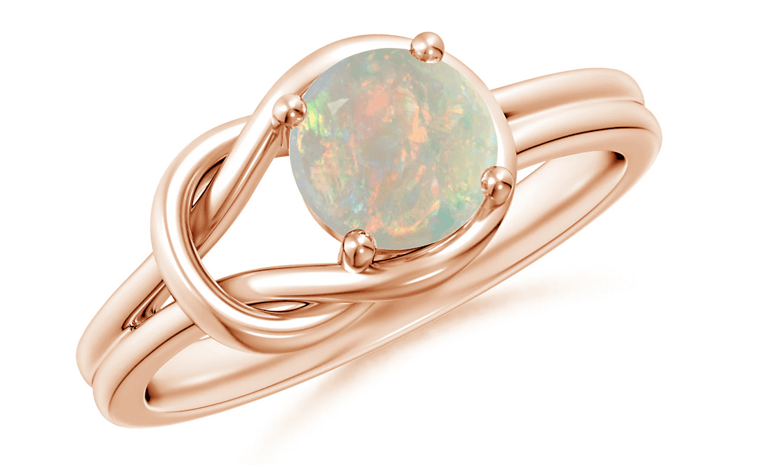 0.16 to 0.50 Carat Solitaire Opal Infinity Knot Ring