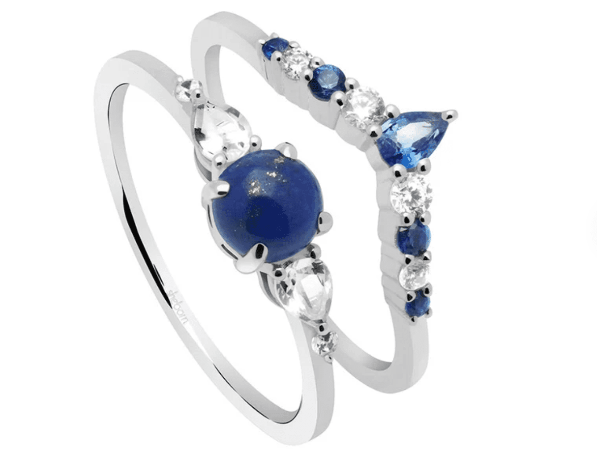 14K White Gold Natural Lapis Lazuli Ring