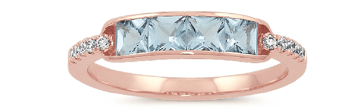 Shane Co. Aquamarine and Diamond Ring in 14K Rose Gold