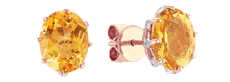 Shane Company Vintage Citrine and Diamond Earrings