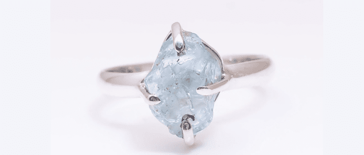 Teresa Collections Handmade Aquamarine Rough Gemstone Ring