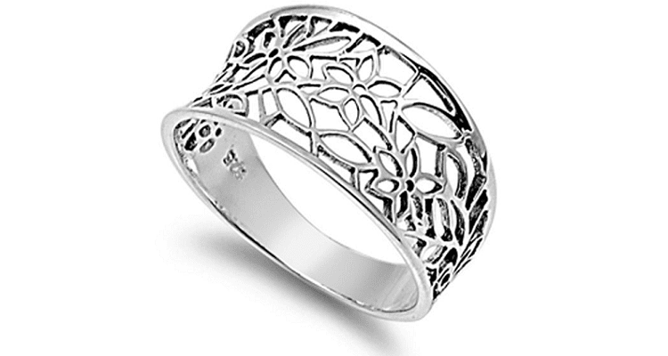 Vintage-Inspired Filigree Flower Leaf Thumb Ring