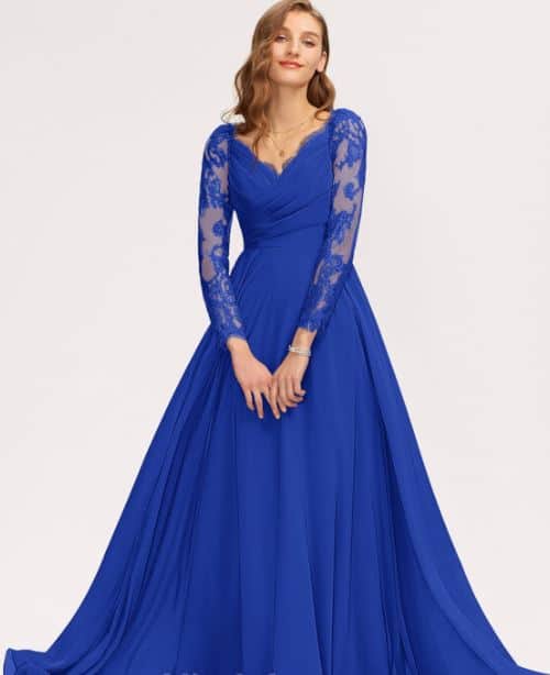 JJ's House A-Line V-Neck Floor-Length Chiffon Bridesmaid Dress