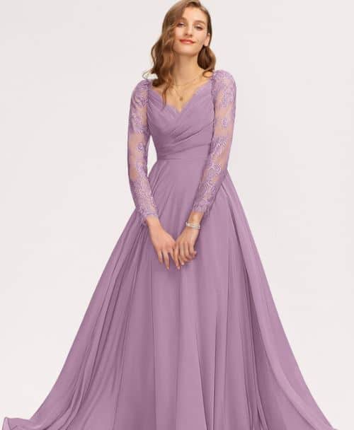 JJ's House A-Line V-Neck Floor-Length Chiffon Bridesmaid Dress