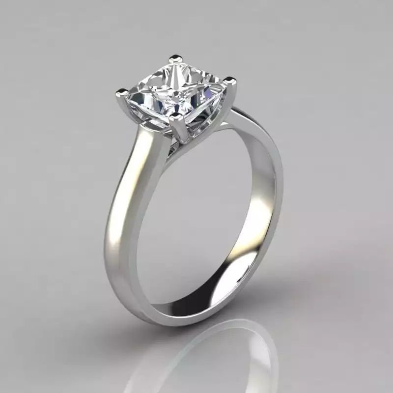 Solid Gold Princess Cut Cross Prong Moissanite Engagement Ring | Forever Moissanite