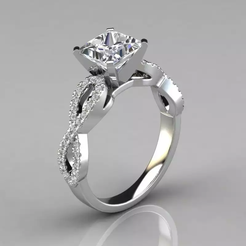 Infinity Design Princess Cut Moissanite Engagement Ring | Forever Moissanite