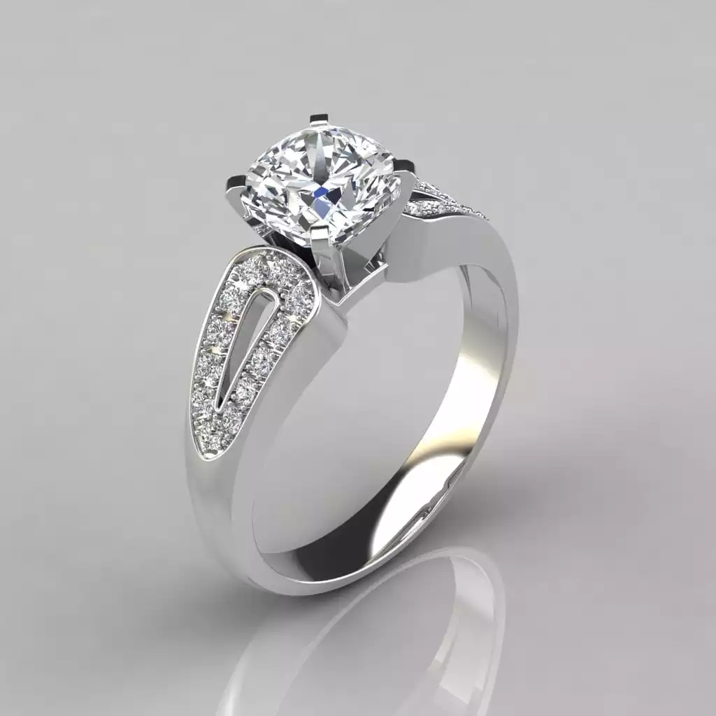 Split Shank Vintage Cushion Cut Moissanite Engagement Ring | Forever Moissanite