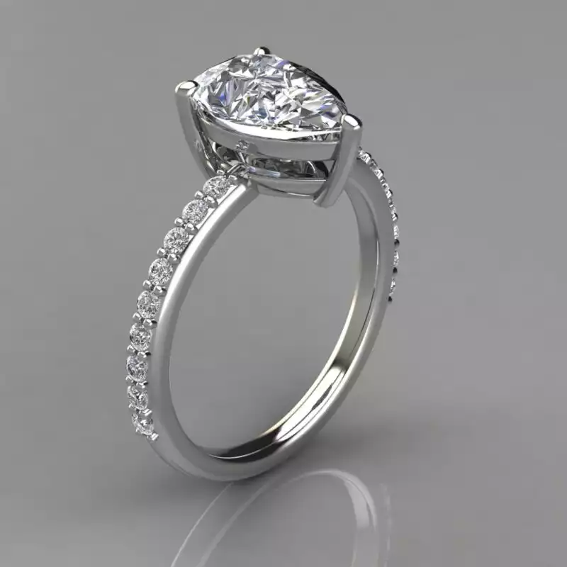 Shared Prong Pear Cut Moissanite Engagement Ring | Forever Moissanite