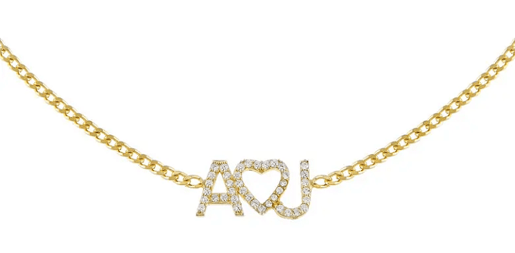 Adina's Jewels Pavé Heart Personalized Nameplate Choker