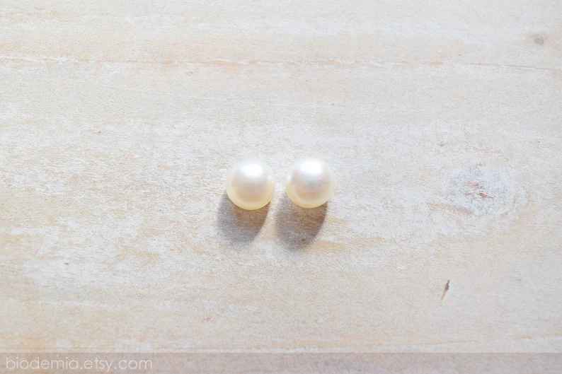 Biodemia Pearl Studs | Etsy