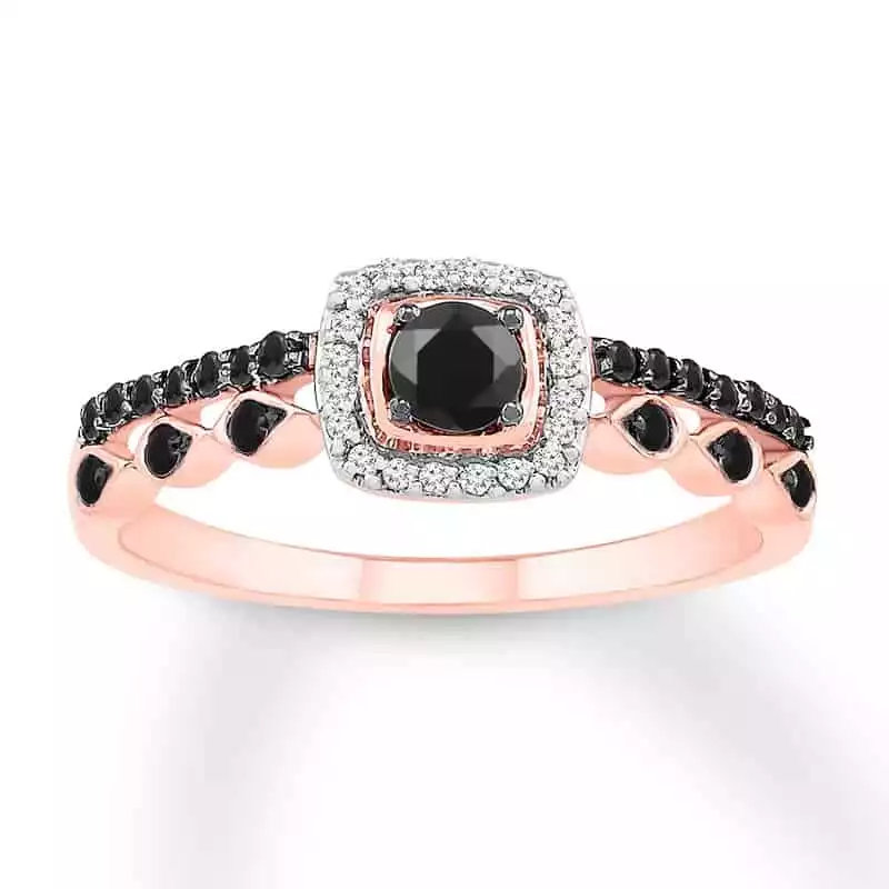 Black/White Diamond Promise Ring 3/8 ct TW 10K Rose Gold | Jared