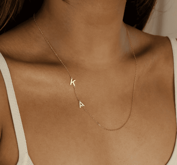 Caitlyn Minimalist Sideways Initial Necklace