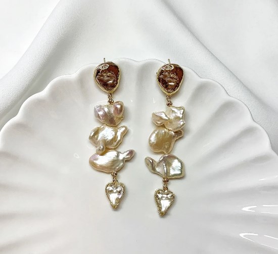 Champagne Keshi Pearl Dangle Earrings