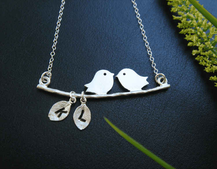 DanglingJewelry Relationship Necklace (with Birds and Leaves)