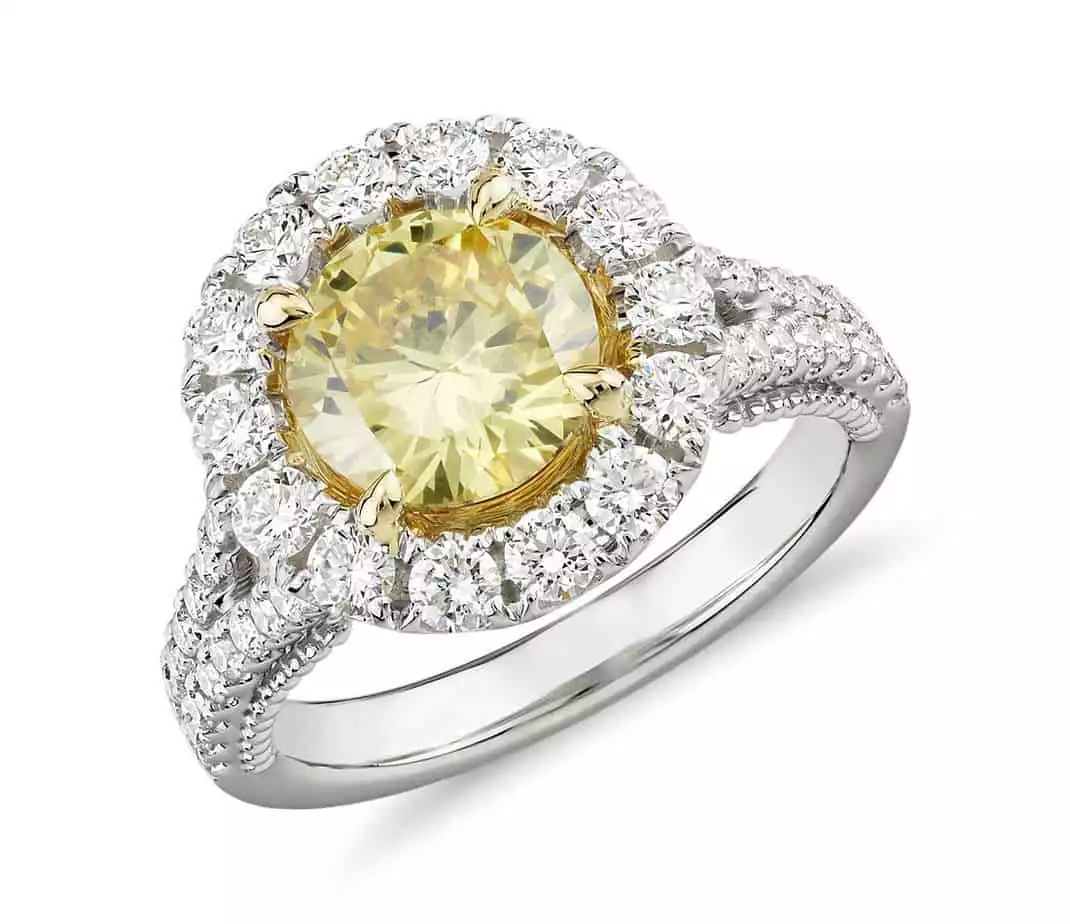 Fancy Intense Yellow Diamond Halo Ring | Blue Nile