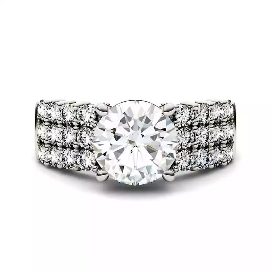 Forever One Round Moissanite Ring with Triple Band | Helzberg