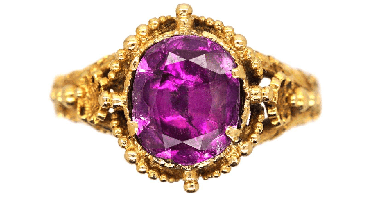 Georgian 18ct Gold Ring set with a Pink Topaz