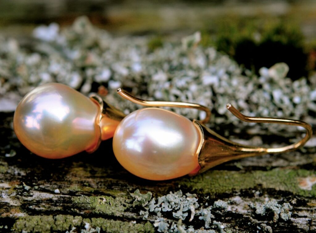 Golden Champagne Freshwater Pearl Drop Earrings