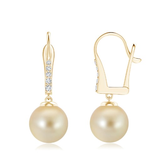 Golden South Sea Pearl Leverback Earrings