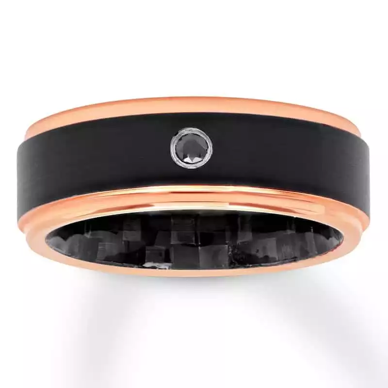 Men’s Black Diamond Band 1/20 carat Black/Rose Stainless Steel | Jared