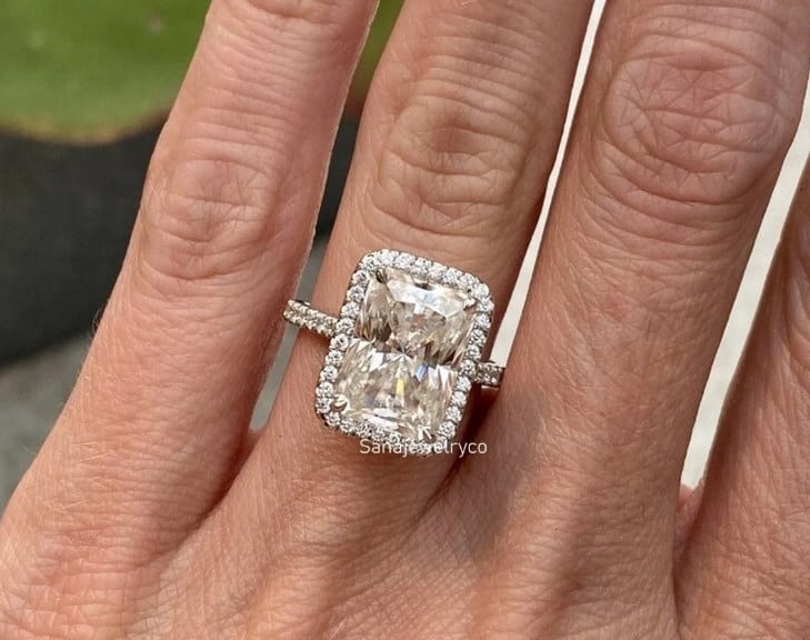 Moissanite Radiant Halo Engagement Ring