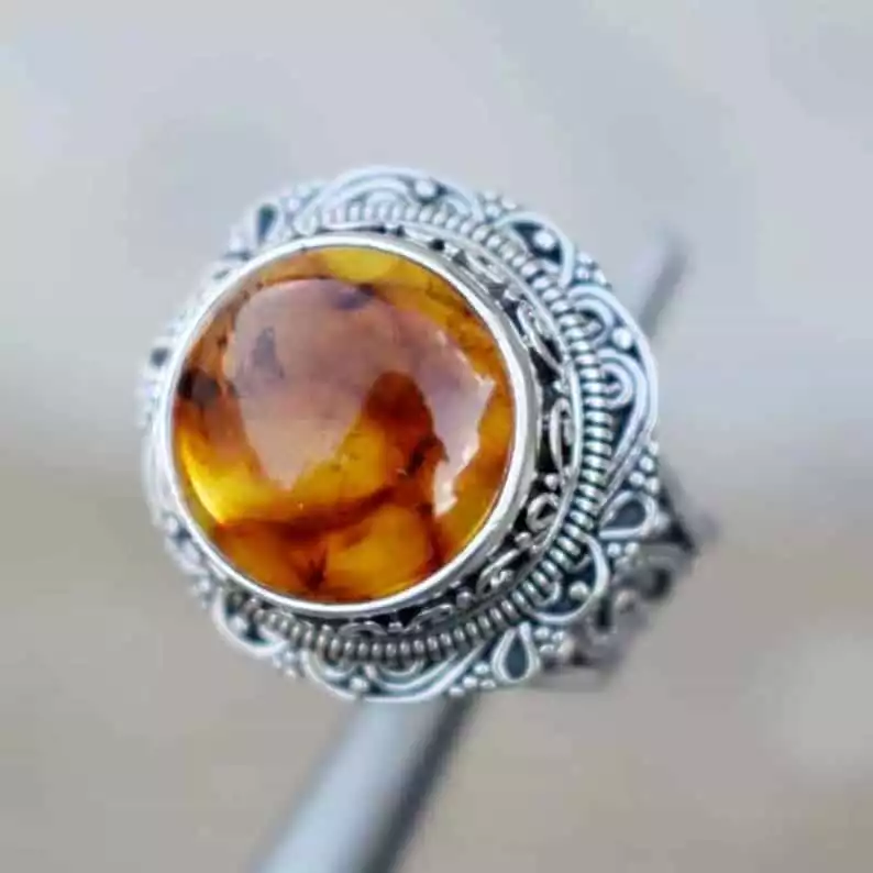 Natural Baltic Amber Designer Ring | Etsy