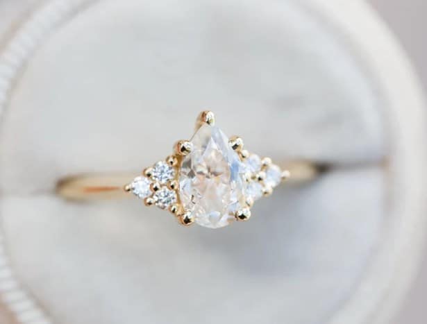 Pear Moissanite Cluster Ring